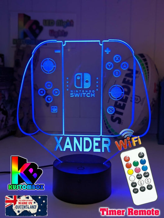 Nintendo Switch Personalised Name Gamer Controller 3d Led Night Light Lamp - KustomboxNight Lights & Ambient LightingKustombox215mm HighBlack Base