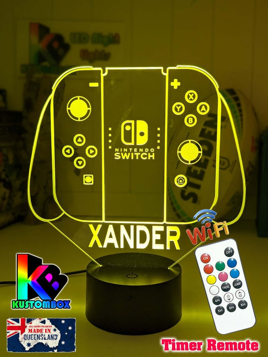 Nintendo Switch Personalised Name Gamer Controller 3d Led Night Light Lamp - KustomboxNight Lights & Ambient LightingKustombox215mm HighBlack Base