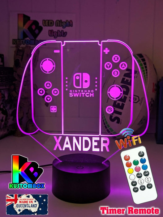 Nintendo Switch Personalised Name Gamer Controller 3d Led Night Light Lamp - KustomboxNight Lights & Ambient LightingKustombox215mm HighBlack Base