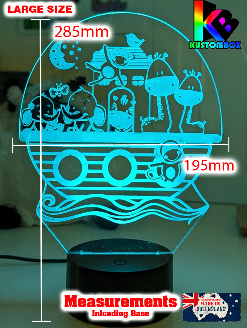 Noahs Ark Animals Personalised LED Night Light Kids Custom Name Bedroom Lamp - KustomboxNight Lights & Ambient LightingKustomboxLarge Light