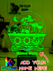 Noahs Ark Animals Personalised LED Night Light Kids Custom Name Bedroom Lamp - KustomboxNight Lights & Ambient LightingKustomboxStandard Light - Personalised name