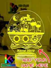 Noahs Ark Animals Personalised LED Night Light Kids Custom Name Bedroom Lamp - KustomboxNight Lights & Ambient LightingKustomboxLarge Light - Personalised name