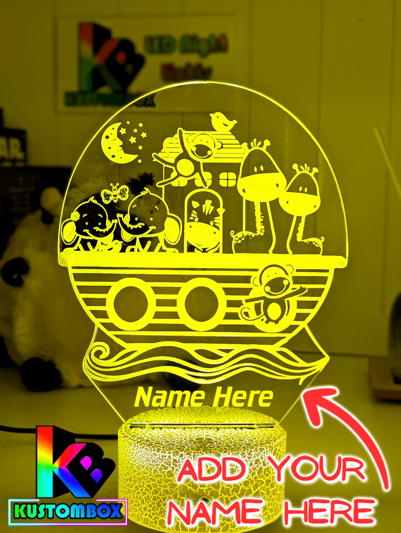 Noahs Ark Animals Personalised LED Night Light Kids Custom Name Bedroom Lamp - KustomboxNight Lights & Ambient LightingKustomboxLarge Light - Personalised name