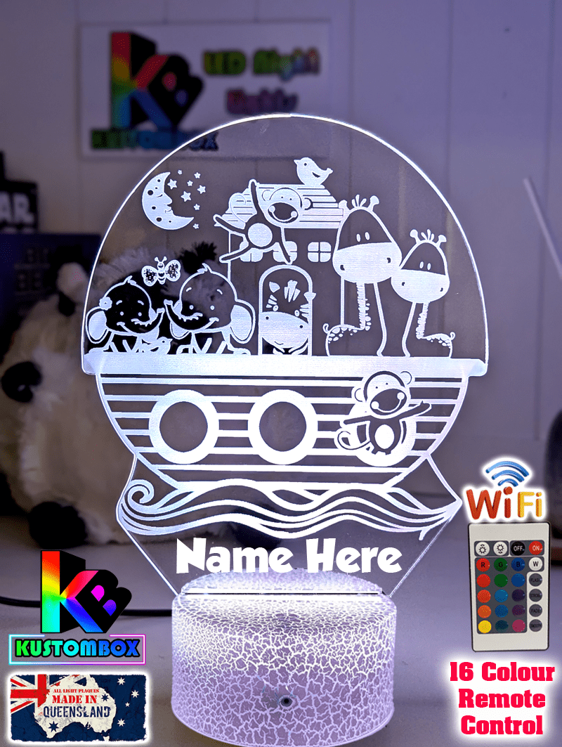 Noahs Ark Animals Personalised LED Night Light Kids Custom Name Bedroom Lamp - KustomboxNight Lights & Ambient LightingKustomboxStandard Light - Personalised name