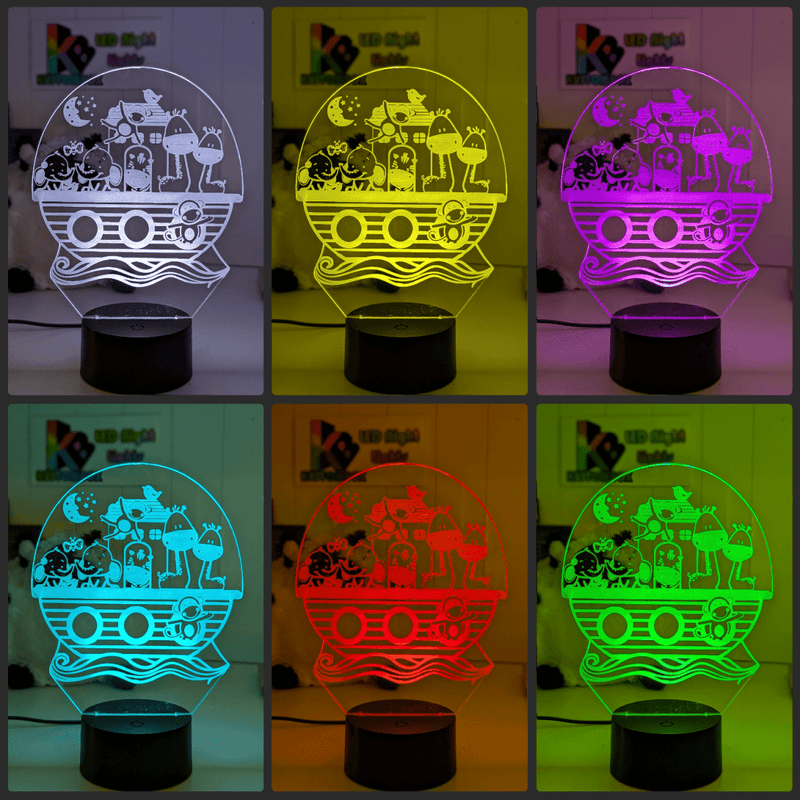 Noahs Ark Animals Personalised LED Night Light Kids Custom Name Bedroom Lamp - KustomboxNight Lights & Ambient LightingKustomboxLarge Light - Personalised name