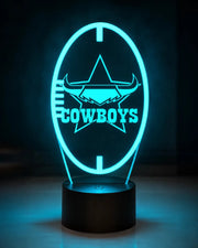 North QLD Cowboys Personalised Football Shaped 3D LED Night Light - KustomboxNight Lights & Ambient LightingKustomboxStandard Size