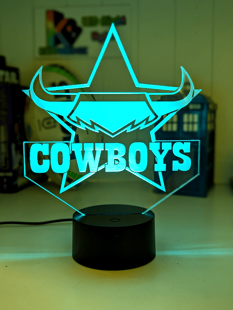 North Queensland Cowboys Rugby League 3D LED Night Light Personalised Name Lamp 16 Colour Remote - KustomboxRuby LeagueKustomboxStandard size