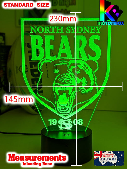 North Sydney Bears ARL Football Team 3D LED Night Light Lamp - KustomboxNight Lights & Ambient LightingKustomboxStandard Size
