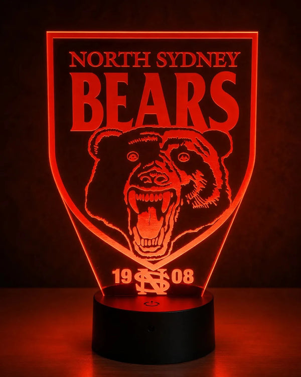 North Sydney Bears ARL Football Team 3D LED Night Light Lamp - KustomboxNight Lights & Ambient LightingKustomboxStandard Size