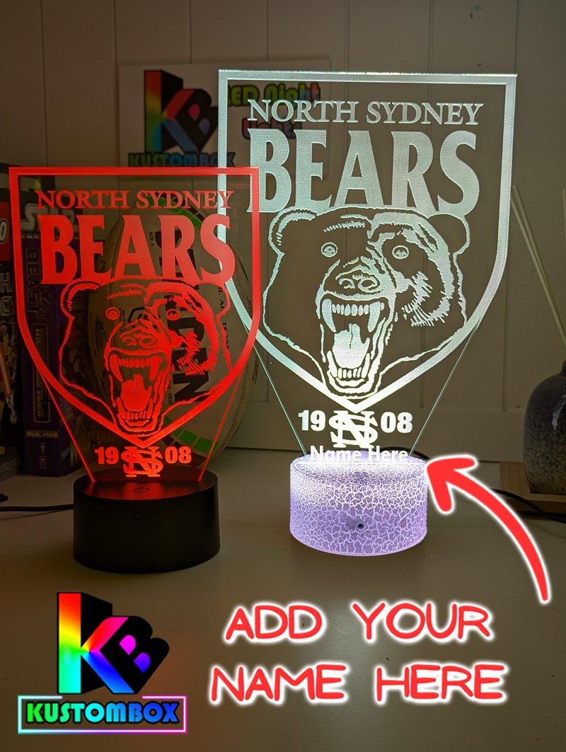 North Sydney Bears ARL Football Team 3D LED Night Light Lamp - KustomboxNight Lights & Ambient LightingKustomboxStandard Size