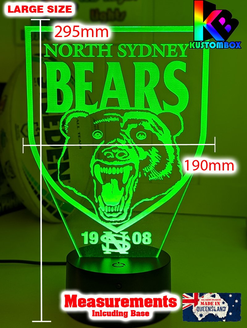 North Sydney Bears ARL Football Team 3D LED Night Light Lamp - KustomboxNight Lights & Ambient LightingKustomboxStandard Size
