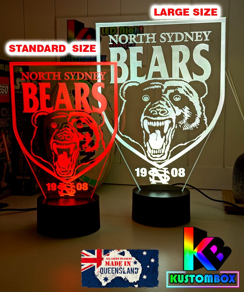 North Sydney Bears ARL Football Team 3D LED Night Light Lamp - KustomboxNight Lights & Ambient LightingKustomboxStandard Size