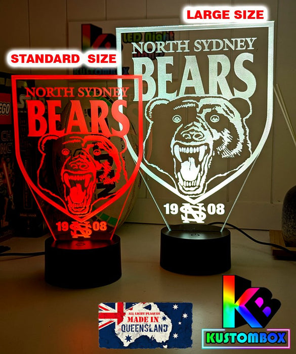 North Sydney Bears ARL Football Team 3D LED Night Light Lamp - KustomboxNight Lights & Ambient LightingKustomboxStandard Size