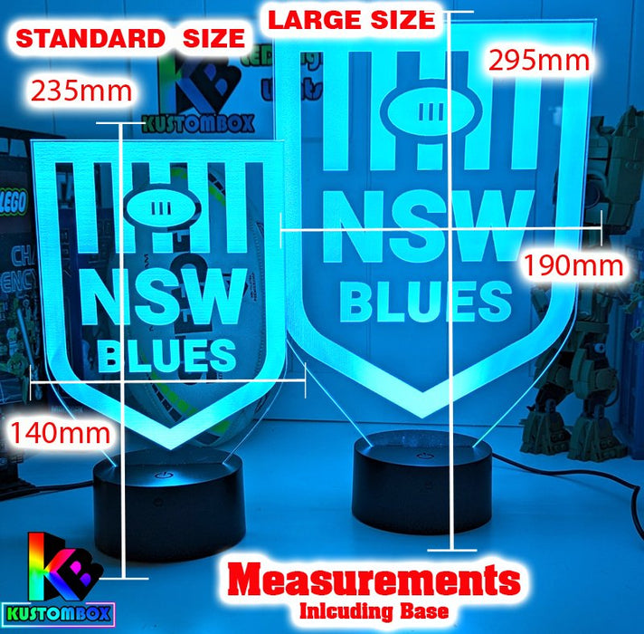 NSW Blues New Logo Banner Rugby League Football LED Night Light Room Lamp Mancave - KustomboxNight Lights & Ambient LightingKustomboxStandard Black Base