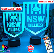NSW Blues New Logo Banner Rugby League Football LED Night Light Room Lamp Mancave - KustomboxNight Lights & Ambient LightingKustomboxStandard Black Base
