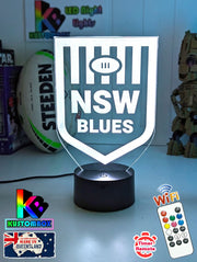 NSW Blues New Logo Banner Rugby League Football LED Night Light Room Lamp Mancave - KustomboxNight Lights & Ambient LightingKustomboxStandard Black Base