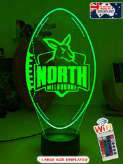 North Melbourne Kangaroos 3D LED night light glowing softly in a child’s room.