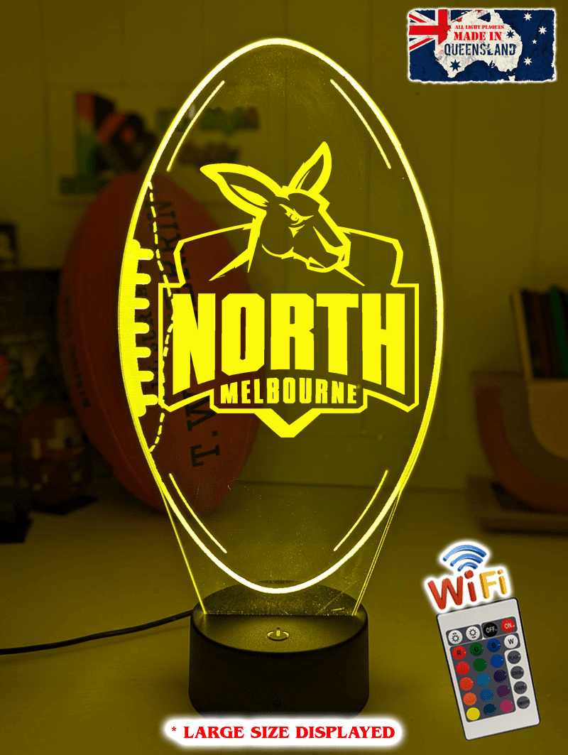 North Melbourne Kangaroos 3D LED night lamp in gift box – perfect personalised AFL fan gift light .