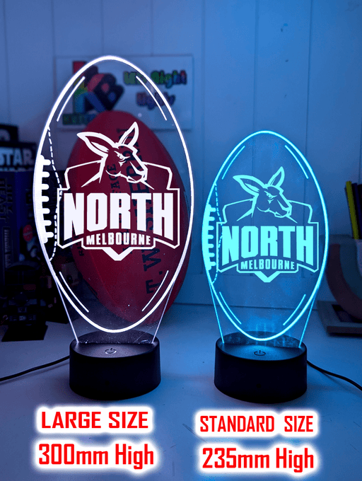 North Melbourne Kangaroos 3D LED light glowing in red, blue, green, yellow, purple, white and more