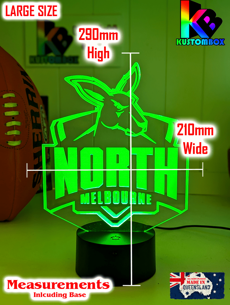 Nth Melbourne Kangaroos 3D LED night light large size lamp measurement
