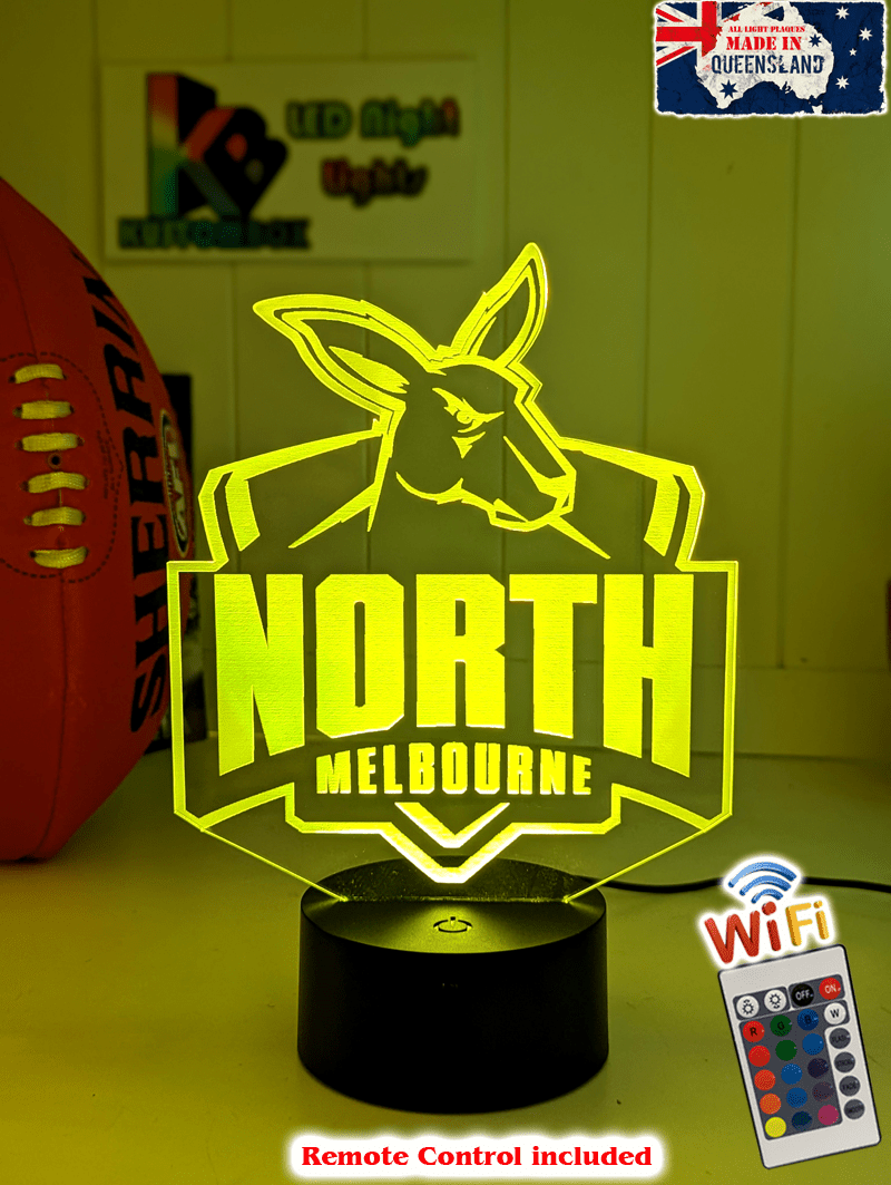 Nth Melbourne Kangaroos 3D LED lamp with 16-colour remote control – adjustable brightness and fade