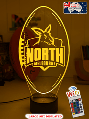 North Melbourne Kangaroos 3D LED ball night light – 16-colour remote lamp for kids, bar or mancave.