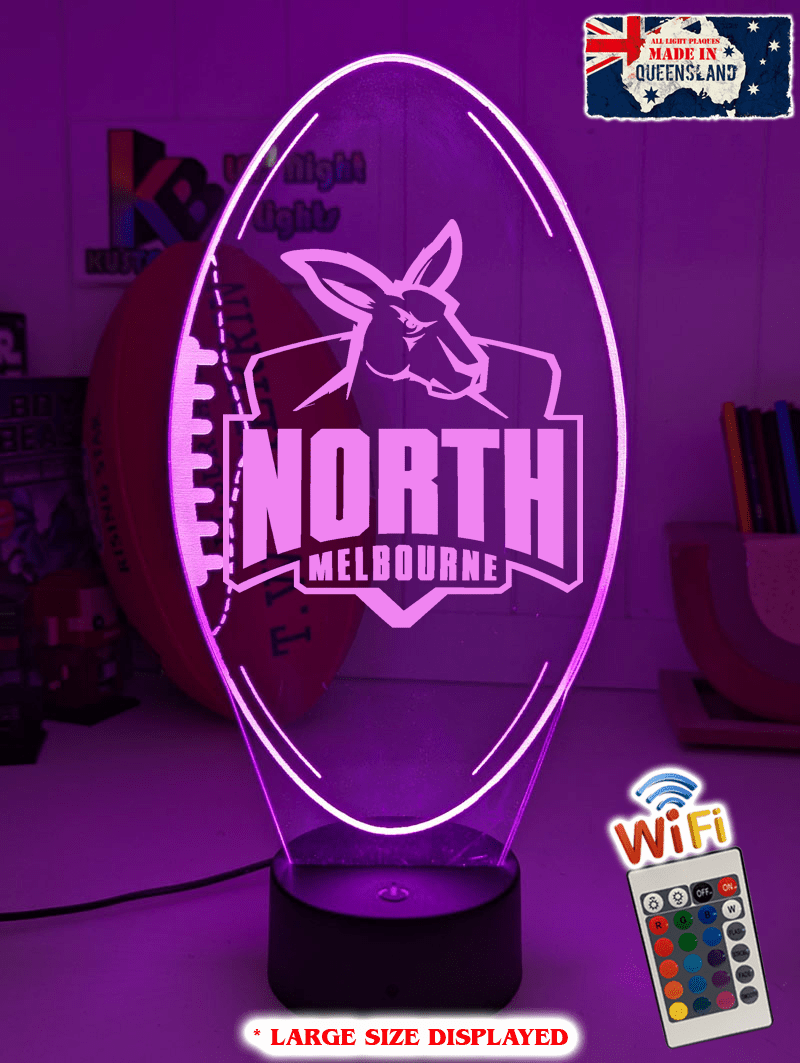 North Melbourne Kangaroos 3D LED ball light – AFL team décor for man caves, bars or fan spaces
