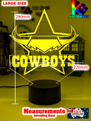 North Queensland Cowboys rugby league 3D LED night light with USB power and multi-colour fade mode. Large size Lamp 