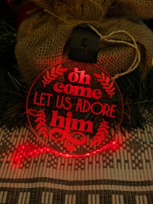 Oh Come Let Us Adore Him Bauble 3d LED Night Light Decoration - KustomboxNight Lights & Ambient LightingKustomboxBauble - Standard Size