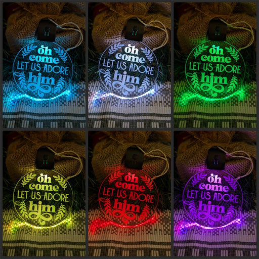 Oh Come Let Us Adore Him Bauble 3d LED Night Light Decoration - KustomboxNight Lights & Ambient LightingKustomboxBauble - Standard Size