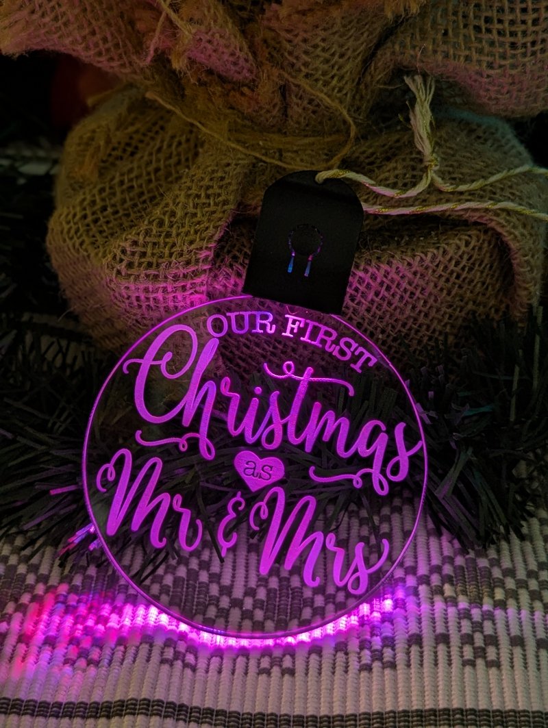 Our First Christmas as Mr & Mrs Personalised Name Tree Bauble Light Decoration - KustomboxNight Lights & Ambient LightingKustomboxBauble - Standard Size