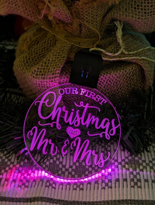 Our First Christmas as Mr & Mrs Personalised Name Tree Bauble Light Decoration - KustomboxNight Lights & Ambient LightingKustomboxBauble - Standard Size