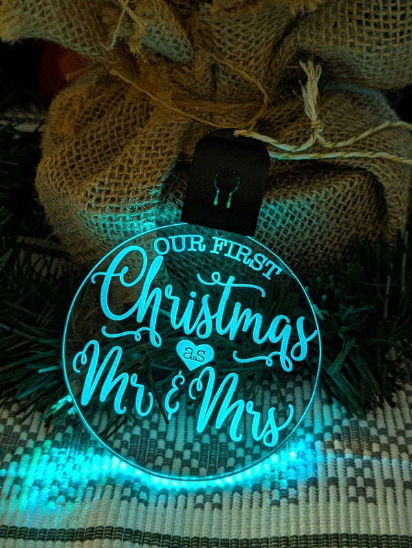 Our First Christmas as Mr & Mrs Personalised Name Tree Bauble Light Decoration - KustomboxNight Lights & Ambient LightingKustomboxBauble - Standard Size
