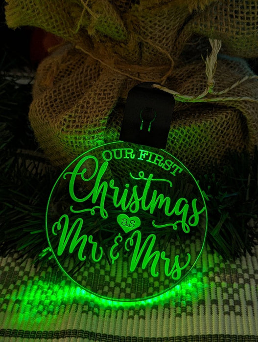 Our First Christmas as Mr & Mrs Personalised Name Tree Bauble Light Decoration - KustomboxNight Lights & Ambient LightingKustomboxBauble - Standard Size