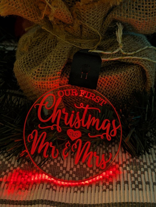Our First Christmas as Mr & Mrs Personalised Name Tree Bauble Light Decoration - KustomboxNight Lights & Ambient LightingKustomboxBauble - Standard Size