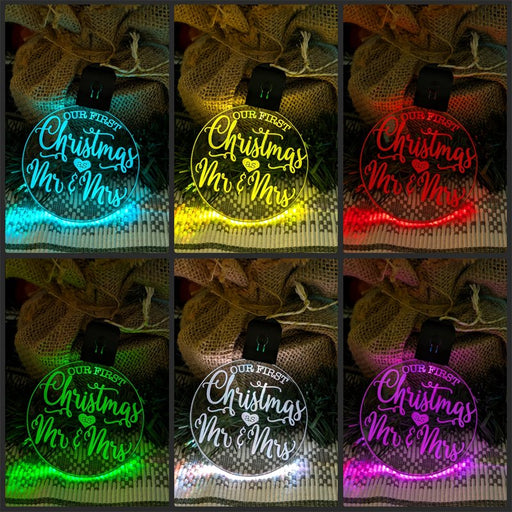 Our First Christmas as Mr & Mrs Personalised Name Tree Bauble Light Decoration - KustomboxNight Lights & Ambient LightingKustomboxBauble - Standard Size