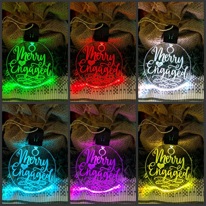 Our First Christmas Engaged Personalised Name Tree Bauble Light Decoration - KustomboxNight Lights & Ambient LightingKustomboxBauble - Standard Size
