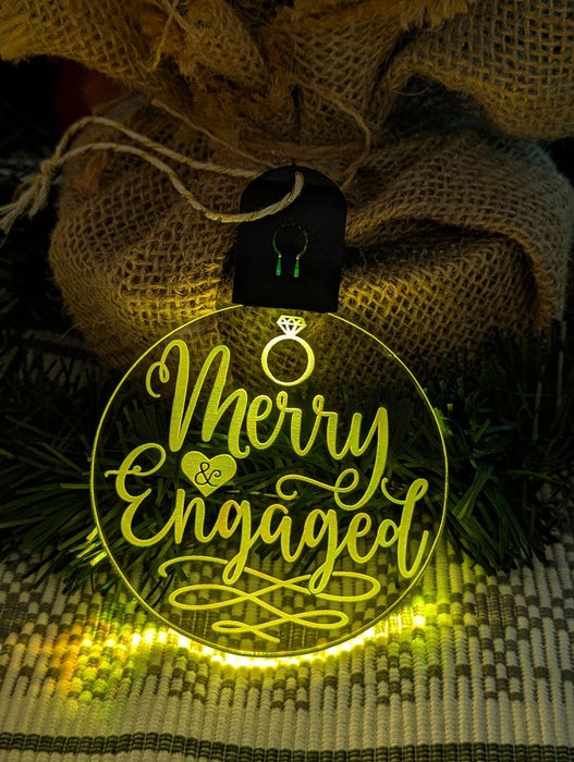 Our First Christmas Engaged Personalised Name Tree Bauble Light Decoration - KustomboxNight Lights & Ambient LightingKustomboxBauble - Standard Size