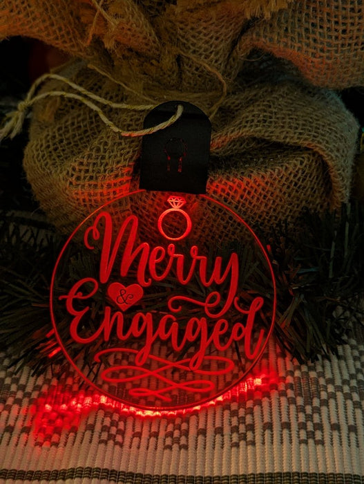 Our First Christmas Engaged Personalised Name Tree Bauble Light Decoration - KustomboxNight Lights & Ambient LightingKustomboxBauble - Standard Size