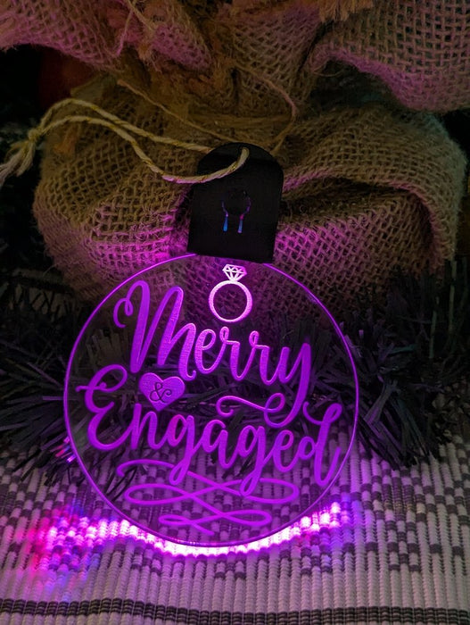 Our First Christmas Engaged Personalised Name Tree Bauble Light Decoration - KustomboxNight Lights & Ambient LightingKustomboxBauble - Standard Size