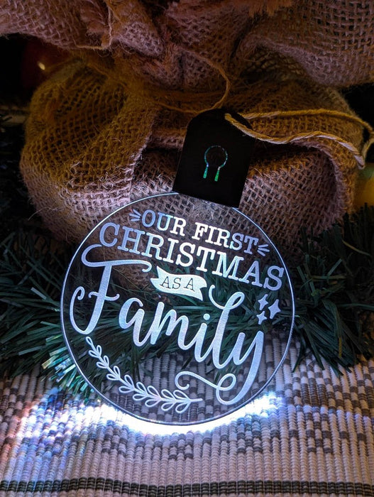 Our First Family Christmas Personalised Name Tree Bauble Light Decoration - KustomboxNight Lights & Ambient LightingKustomboxBauble - Standard Size