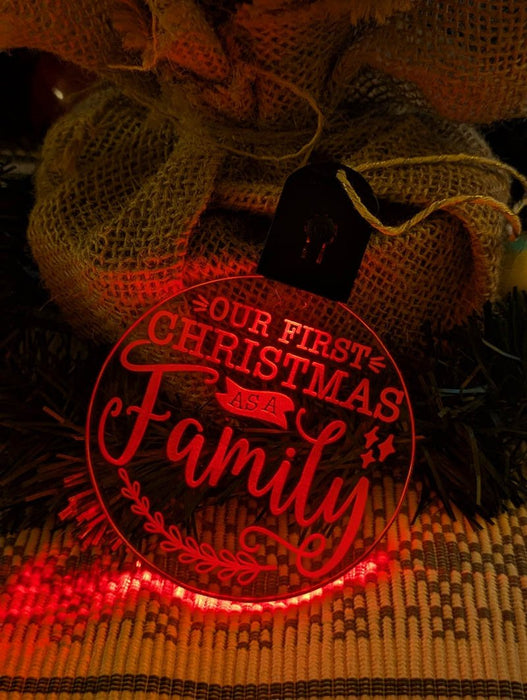 Our First Family Christmas Personalised Name Tree Bauble Light Decoration - KustomboxNight Lights & Ambient LightingKustomboxBauble - Standard Size