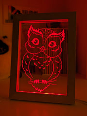 Owl on Tree Branch - Personalised Name Timber Frame USB 3D LED Night Light Lamp - KustomboxNight Lights & Ambient LightingKustomboxTimber Frame Light - $34.99