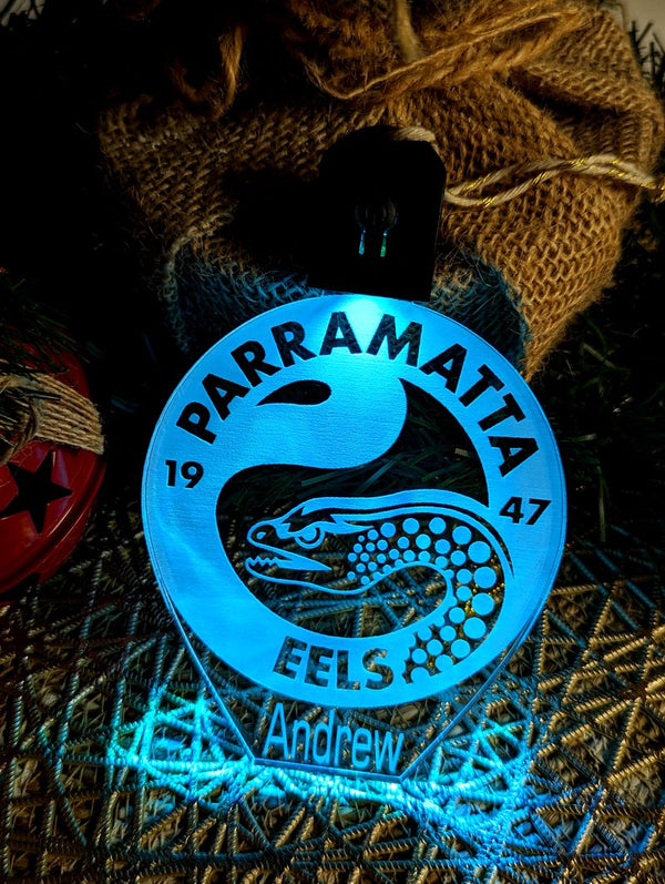 Parramatta eels Football Personalised Christmas Bauble 3D LED Light Decoration - KustomboxNight Lights & Ambient LightingKustomboxBauble - No Name