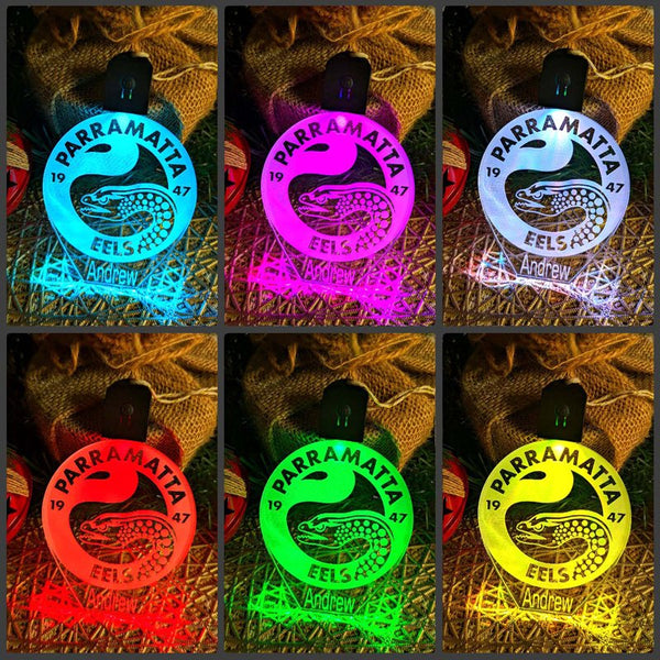 Parramatta eels Football Personalised Christmas Bauble 3D LED Light Decoration - KustomboxNight Lights & Ambient LightingKustomboxBauble - No Name