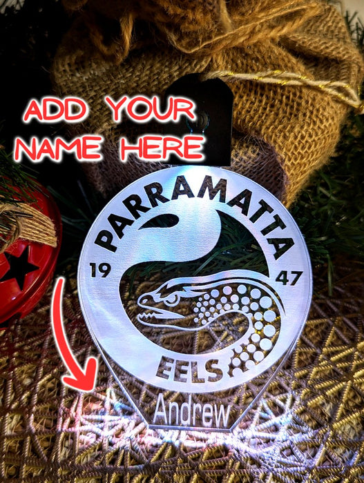 Parramatta eels Football Personalised Christmas Bauble 3D LED Light Decoration - KustomboxNight Lights & Ambient LightingKustomboxBauble - No Name