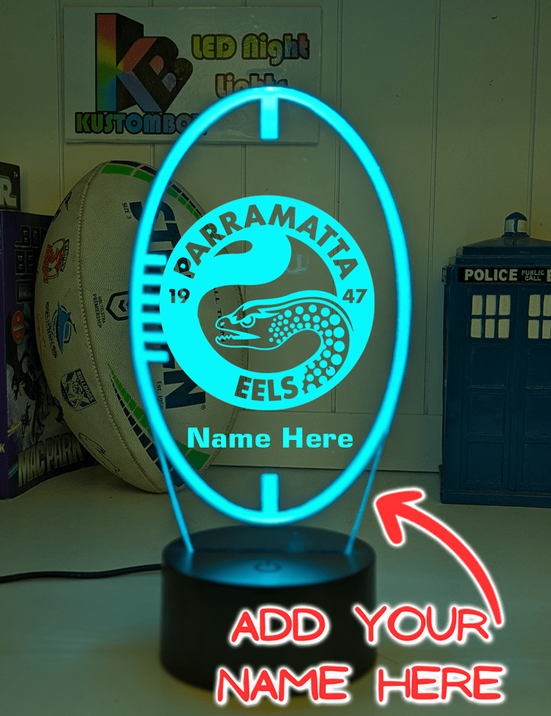 Parramatta Eels Rugby League Club 3D LED Night Light Lamp - KustomboxNight Lights & Ambient LightingKustomboxStandard Size - Personalised Name