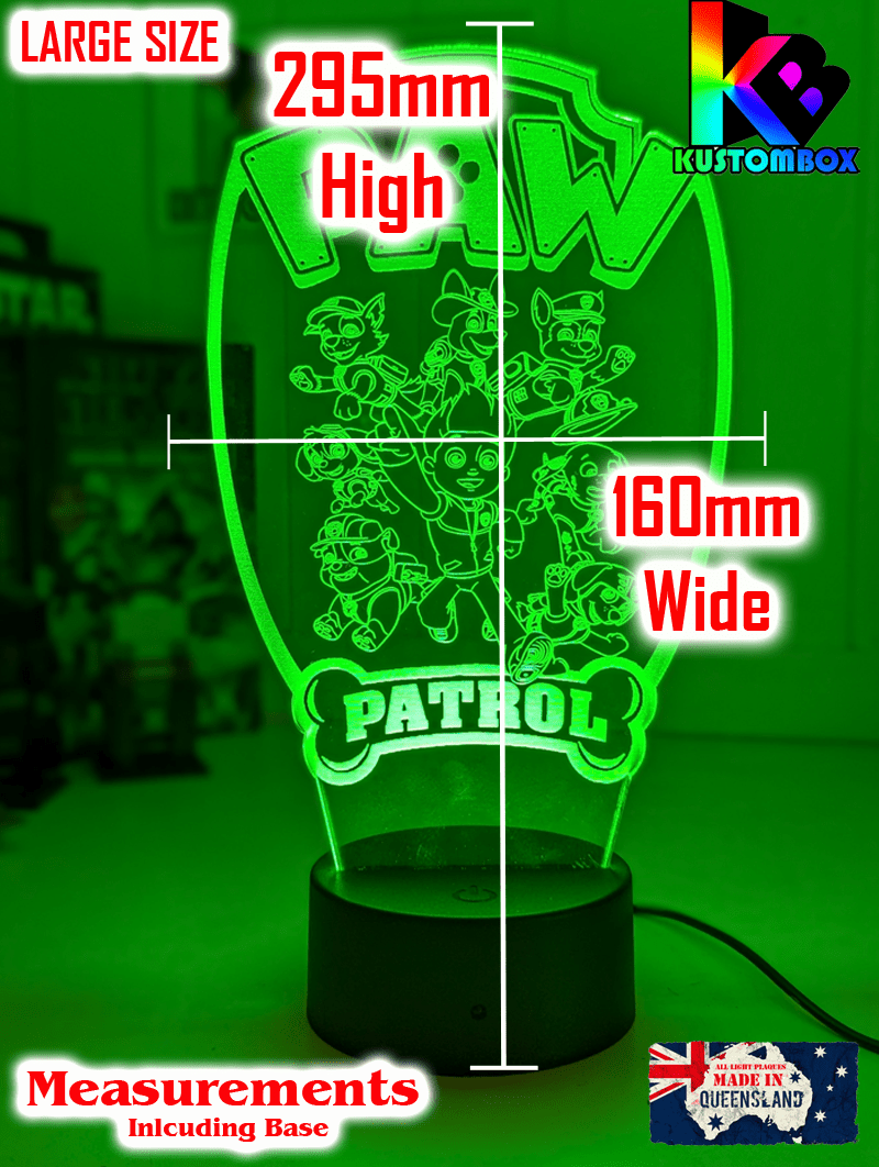 Paw Patrol Gang Personalised Name 3D LED Night Light Lamp - KustomboxNight Lights & Ambient LightingKustomboxStandard Size - No Name