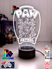 Paw Patrol Gang Personalised Name 3D LED Night Light Lamp - KustomboxNight Lights & Ambient LightingKustomboxStandard Size - No Name