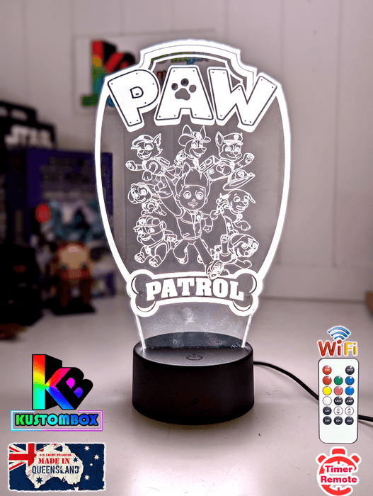 Paw Patrol Gang Personalised Name 3D LED Night Light Lamp - KustomboxNight Lights & Ambient LightingKustomboxStandard Size - No Name